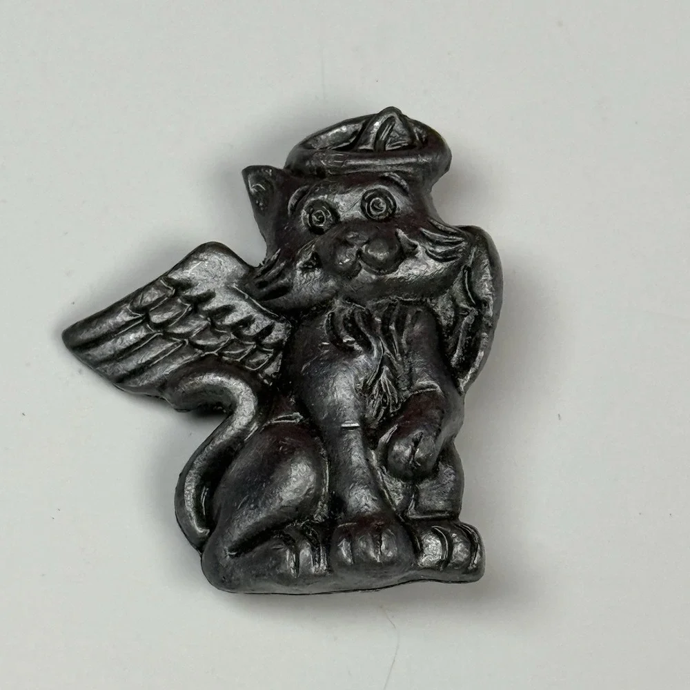 Guardian Angel Cat Wings Halo Pin Brooch‎ Metal